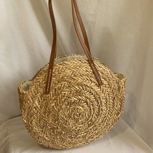 Lined Summer Straw Circular Tote